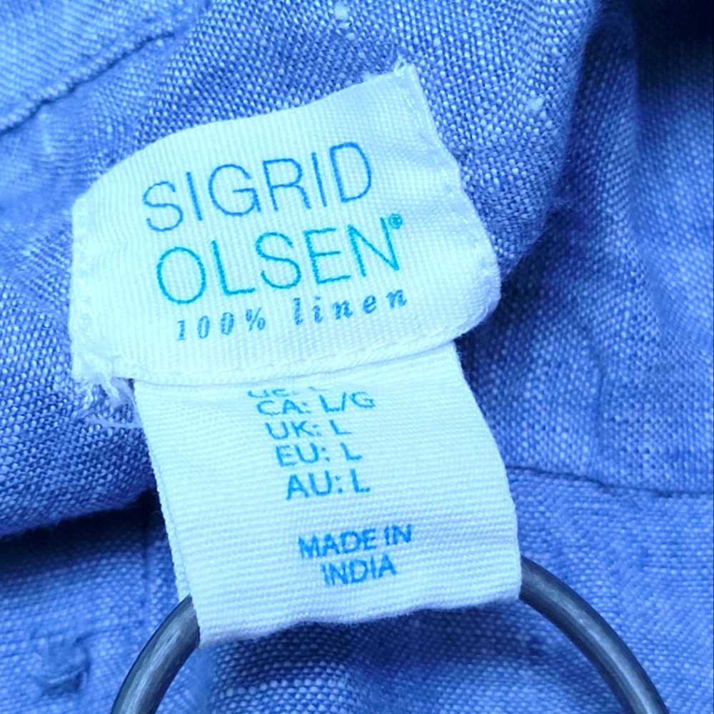 Sigrid Olsen | Blue Chambray Linen Button-Down, S… - image 3